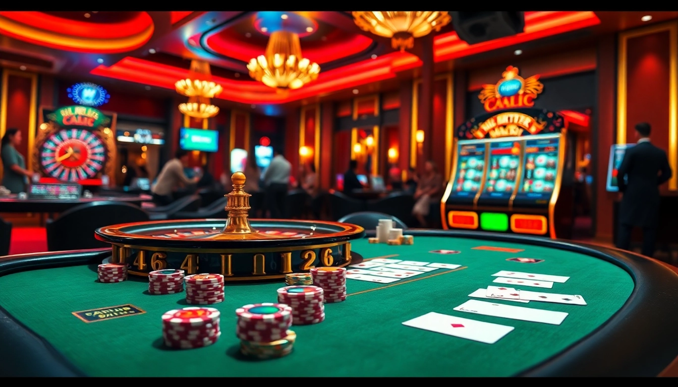Experience the thrill of Nhà cái QQ88 with vibrant gameplay at a luxurious casino table.