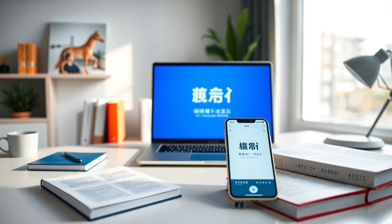 Enhance your translation skills with the 有道翻译 app in a modern workspace.