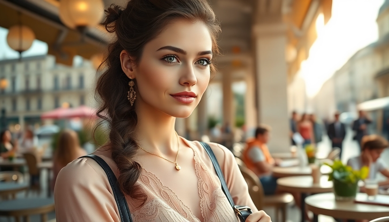 Mademoisele representing elegance in a Parisian cafe, showcasing confidence and style.