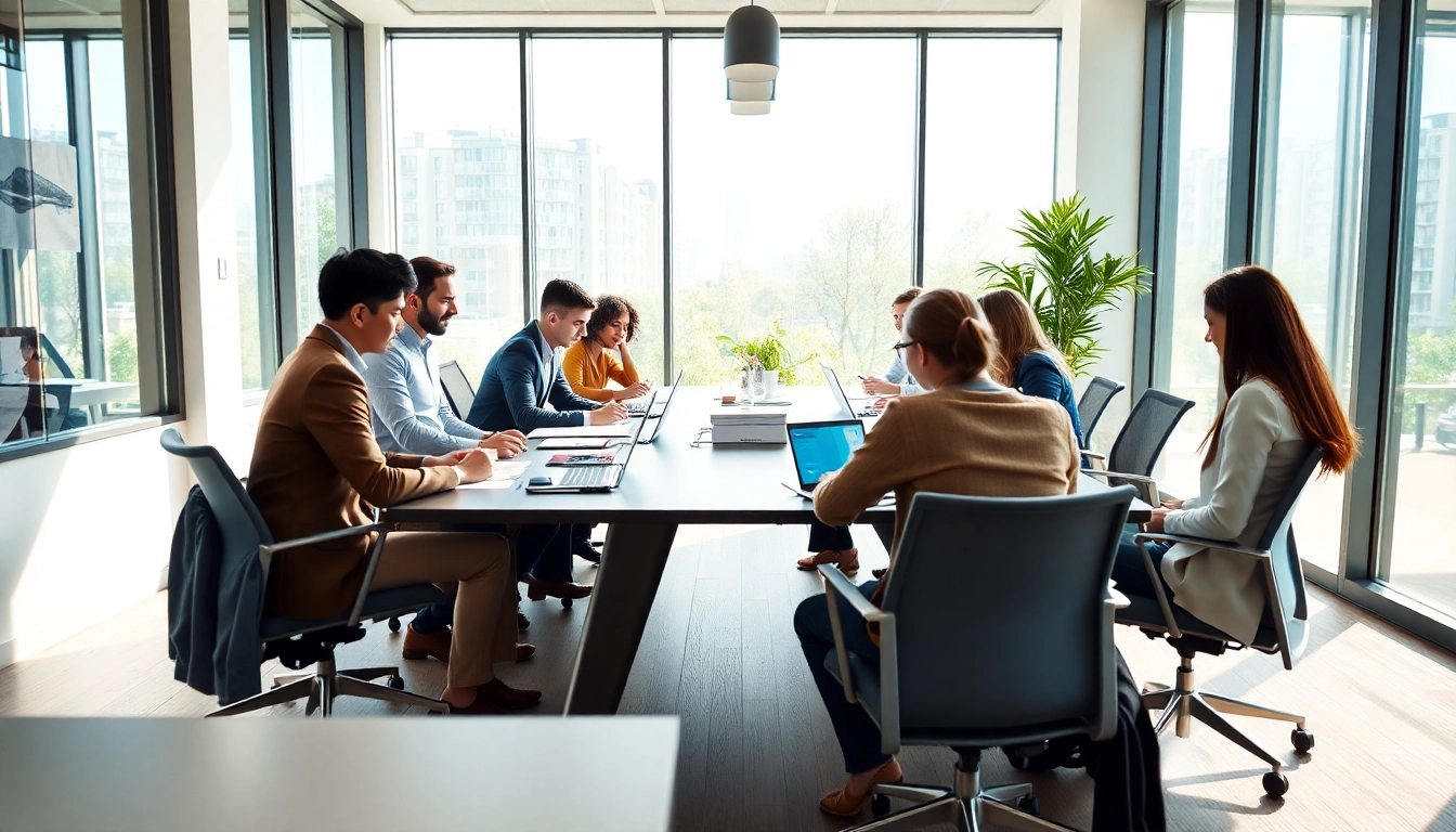 Team collaboration at businessabc.net with modern office design and natural lighting.