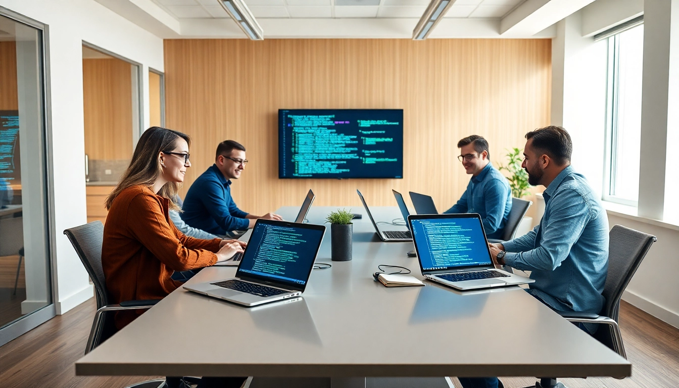 Web development company team collaborating on innovative solutions.