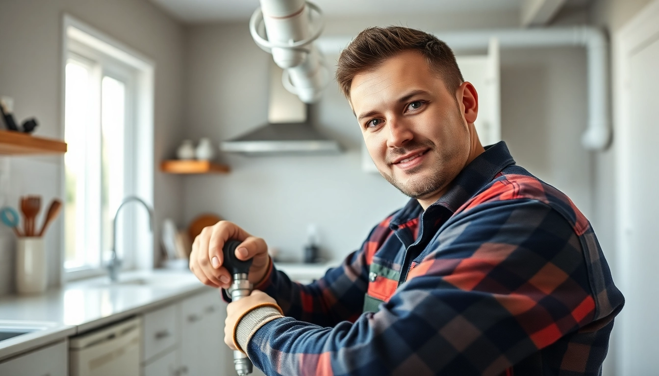 Expert performing whole house repiping services Clearwater FL in a bright kitchen.