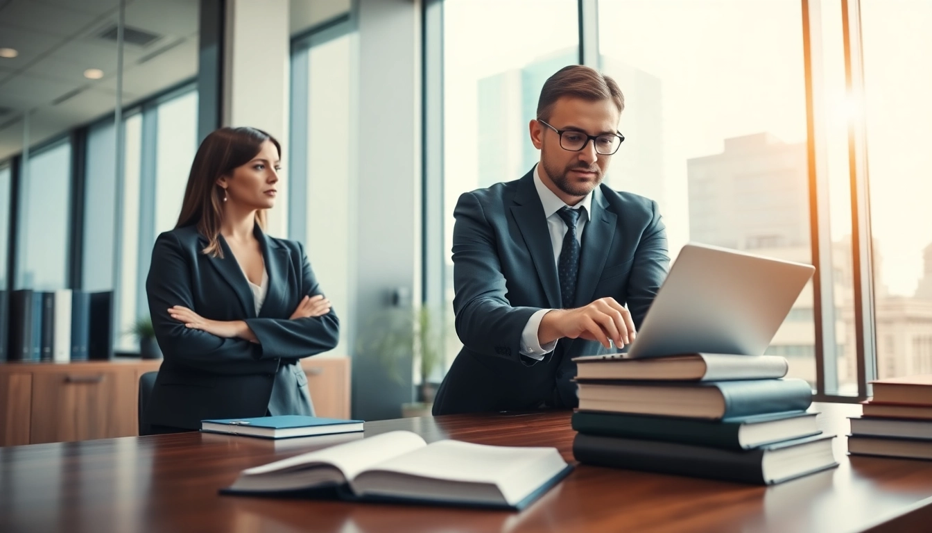 Engaging Atlanta Injury Lawyers collaborating in a professional law office setting.