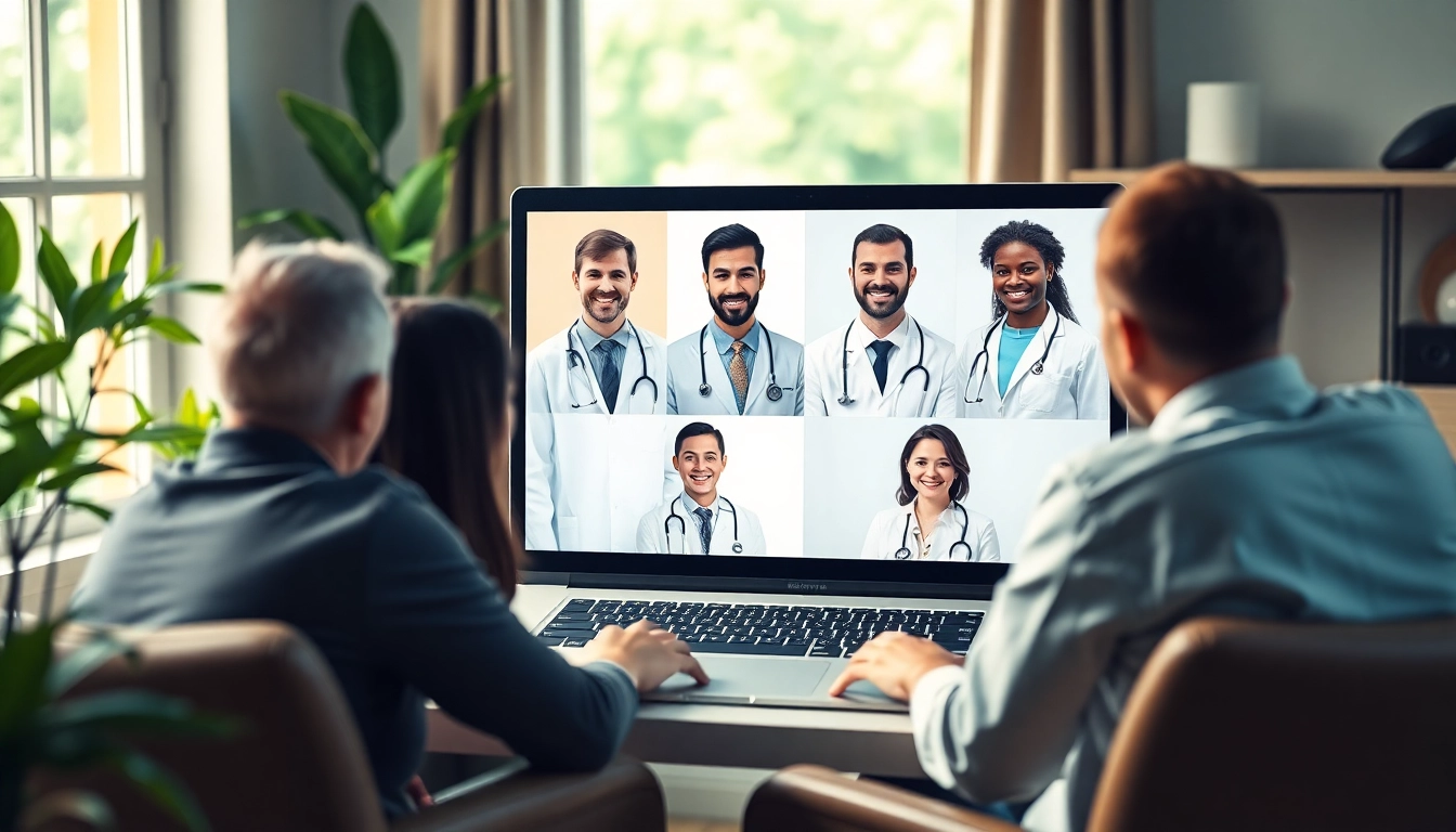 Engage in a chat with a doctor online now through a virtual consultation in a cozy home office setting.