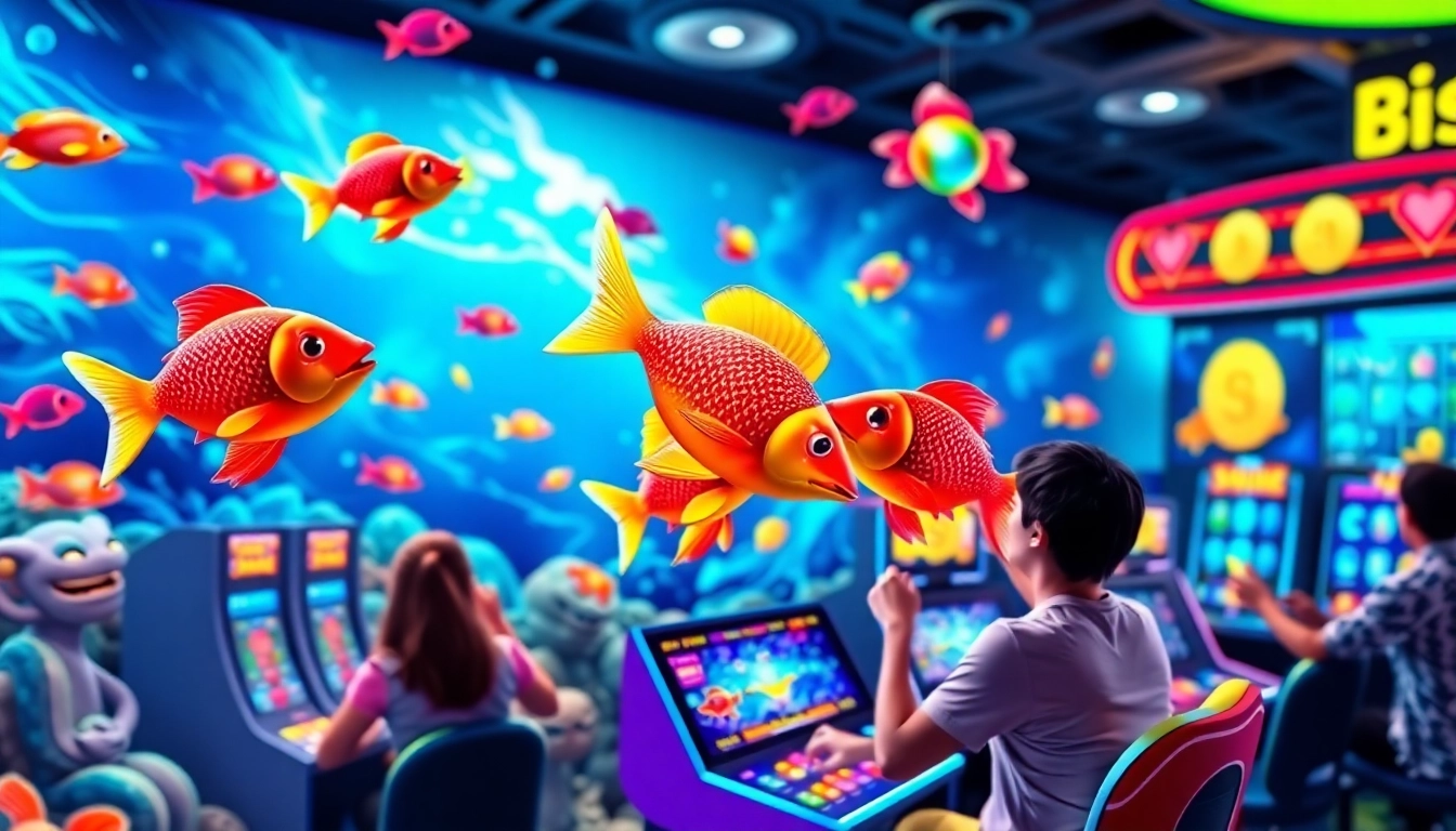 Exciting scene of bắn cá đổi thưởng with colorful graphics and players engaging in gameplay.