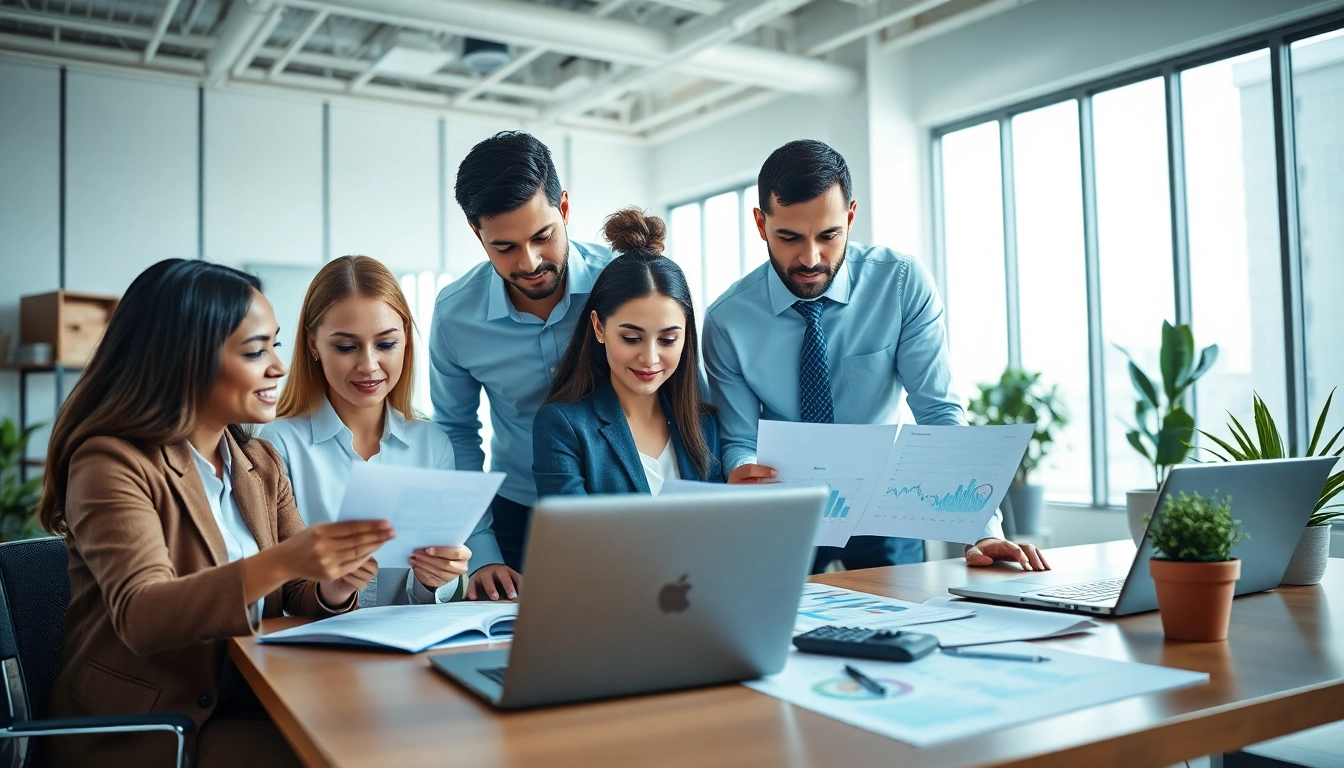 Accounting and Bookkeeping Services team collaborating in a modern office