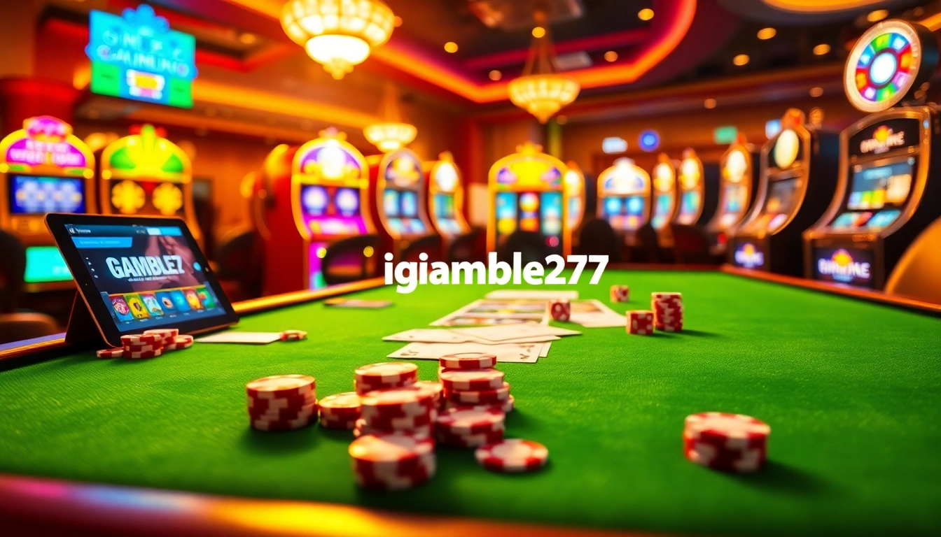 Experience the thrill of winning at igamble247 with an exciting casino scene filled with games and slots.