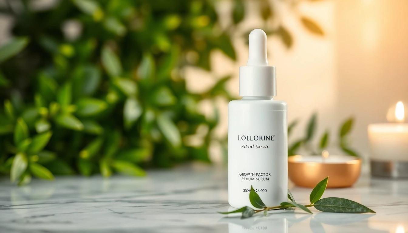 Enhance skin vitality with growth factor serum carefully displayed on a marble countertop.