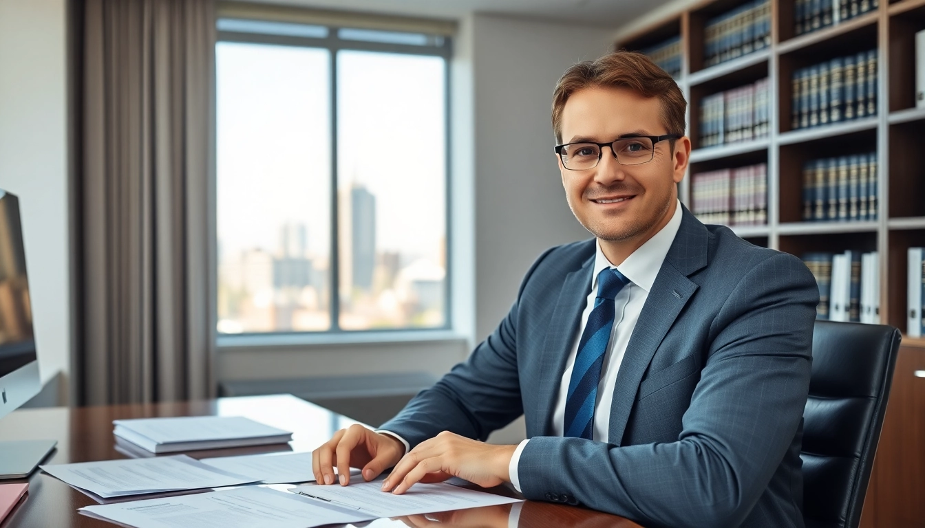 Birmingham Divorce Lawyer consulting with clients in a professional office.