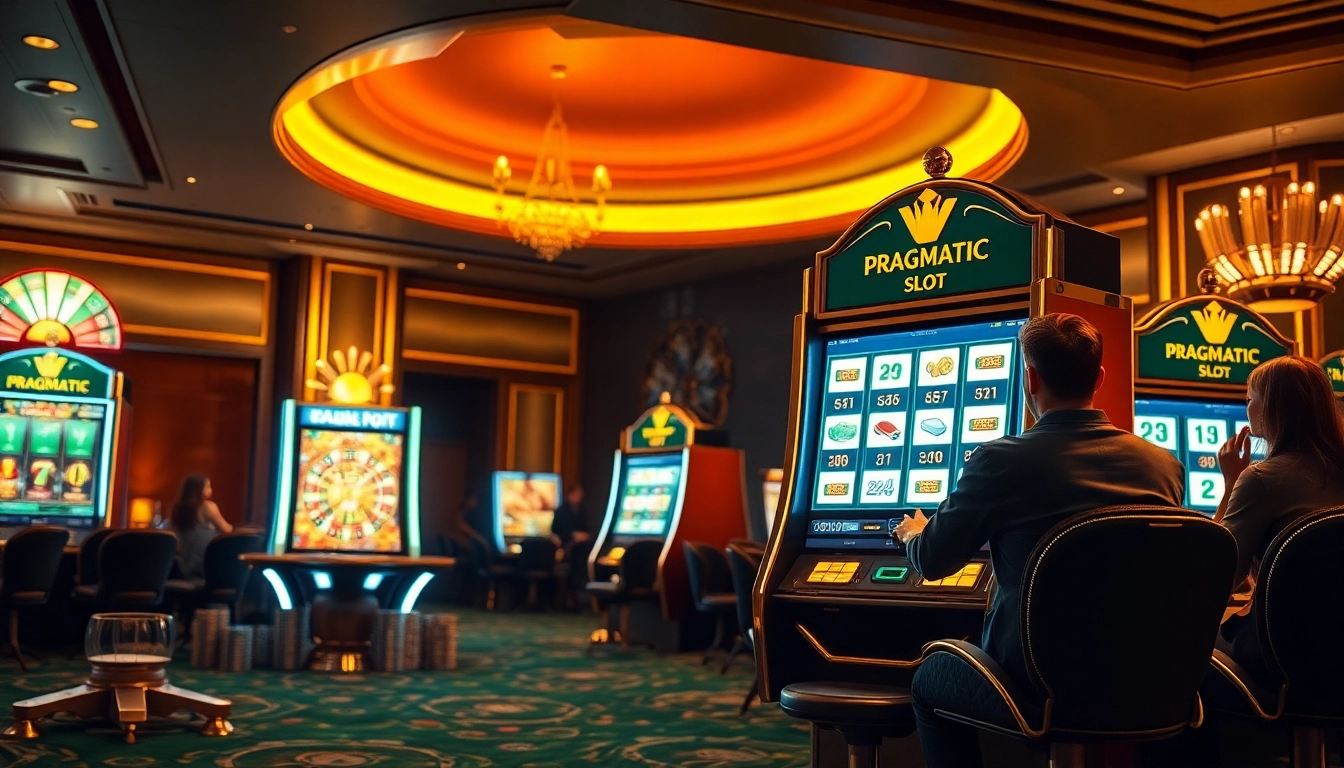 Playing the Pragmatic Slot in a luxurious casino environment, showcasing casino excitement.