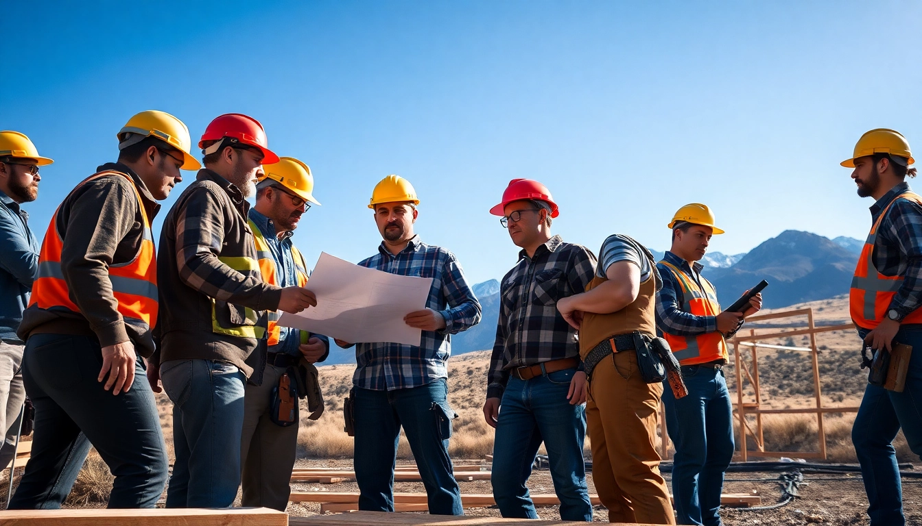 Prominent construction workers in Wyoming collaborating on a project, illustrating teamwork in construction.