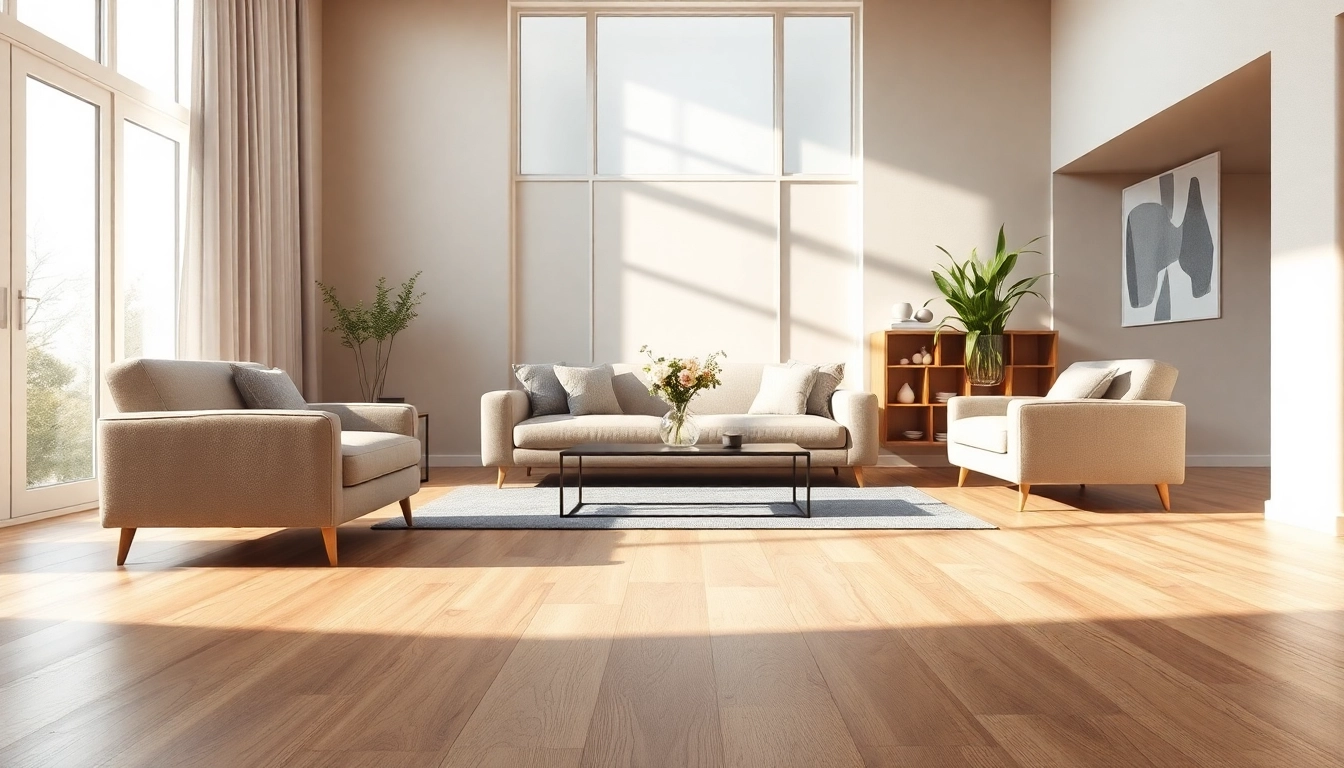 Enhance your home with quality vinyl flooring in a stylish living room setting showcasing modern design.