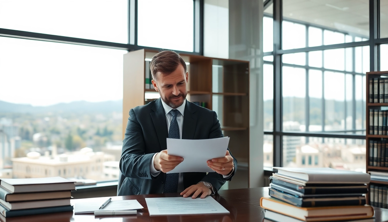 Engaging Asheville criminal defense lawyer consulting with a client in a modern office.
