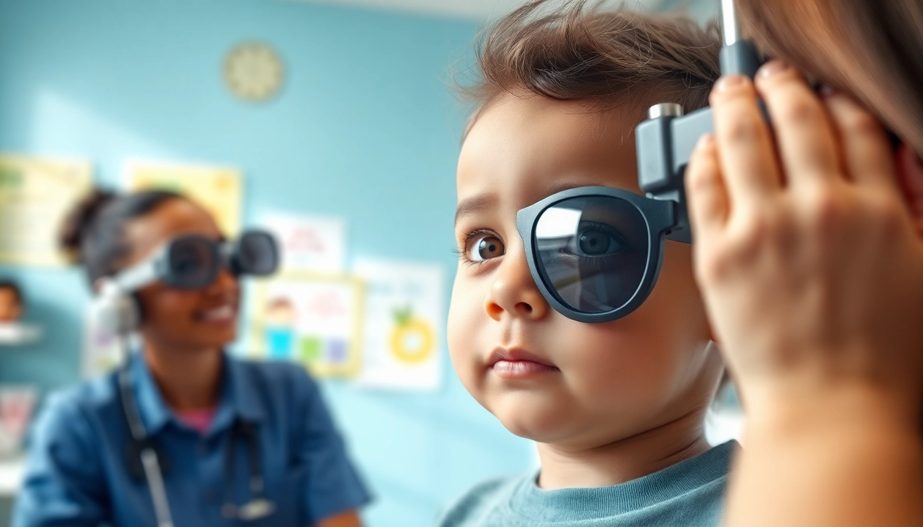 Evaluate a child's vision during an eye checkup emphasizing Our Children's Vision and care.