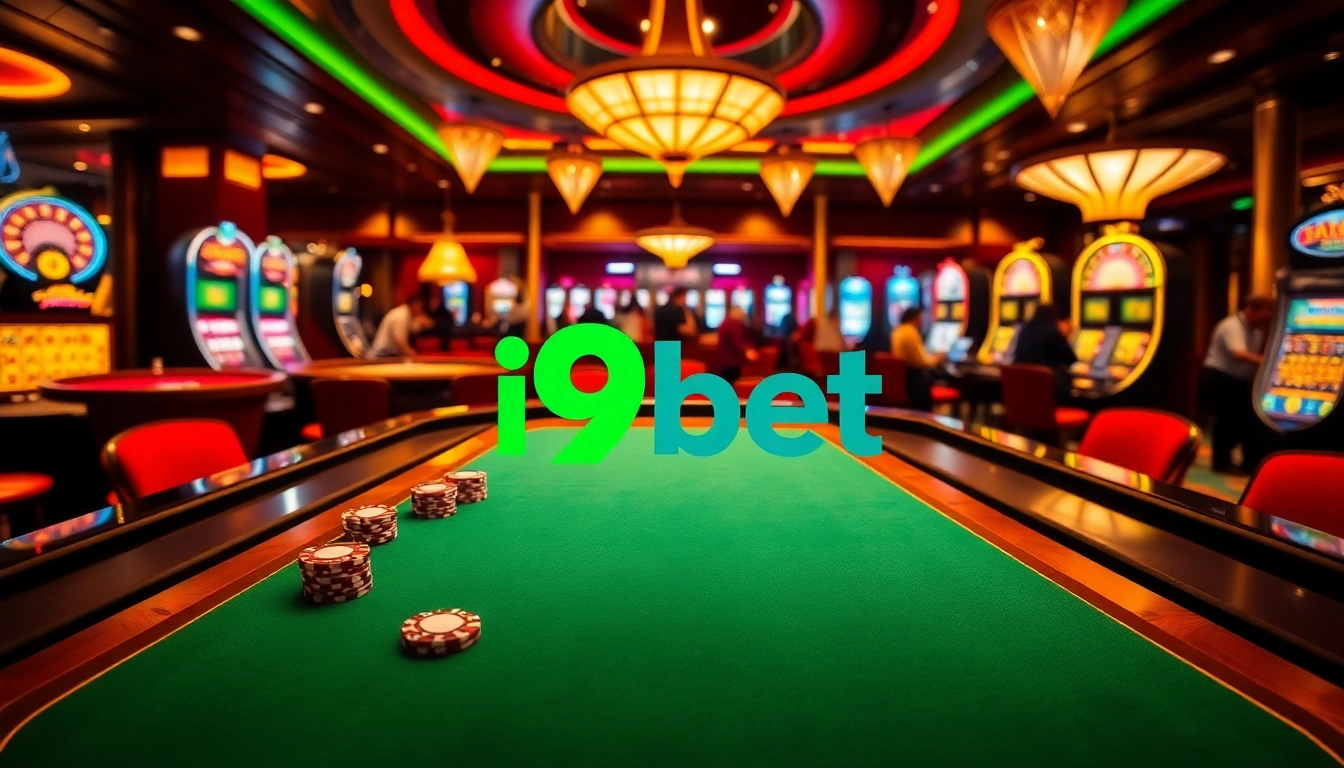 Experience high-stakes gaming at i9bet with vibrant poker tables and thrilling slot machines.