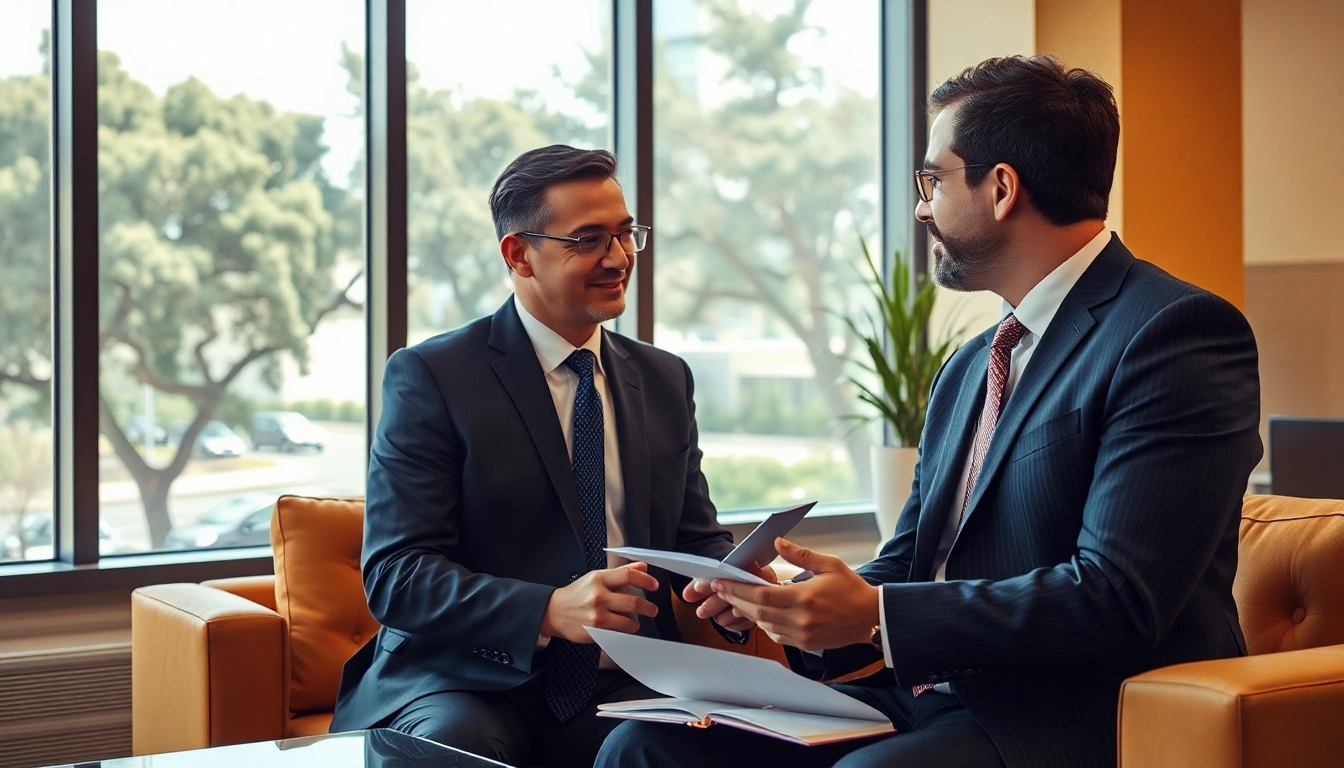 Consultation with a San Antonio truck accident lawyer showcasing trust and professionalism in a modern office.