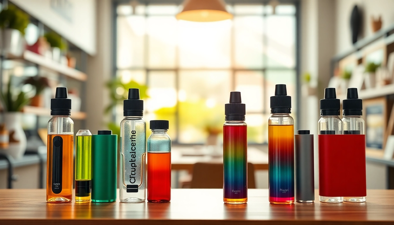 Explore vibrant displays of Vape Juice Depot products in a modern online shop setting to elevate your vaping experience.