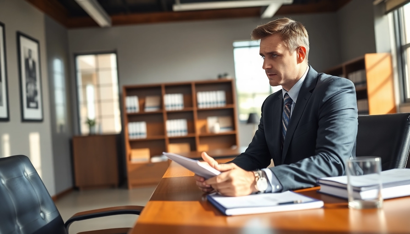 Sarasota personal injury lawyer consulting with a client in a professional office.