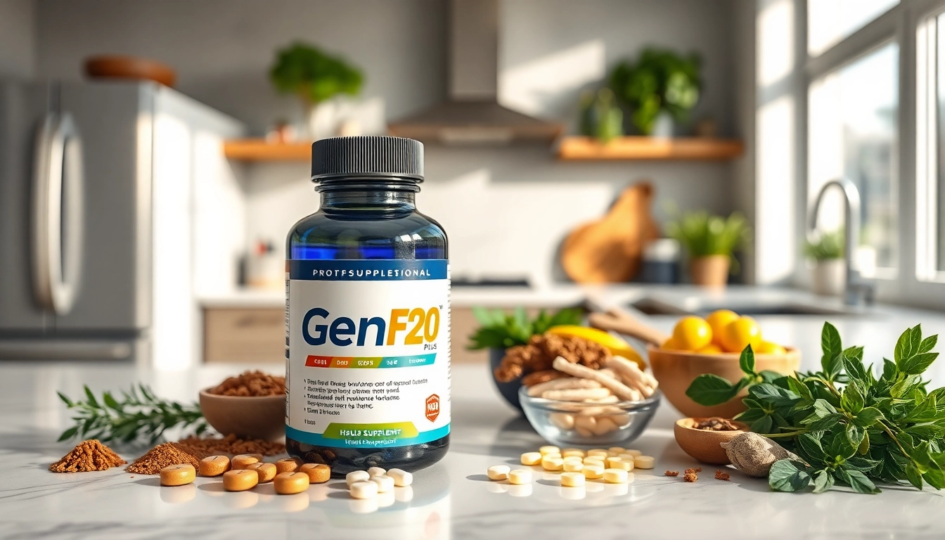 Boost your vitality with GenF20 Plus health supplement showcased against a natural backdrop.
