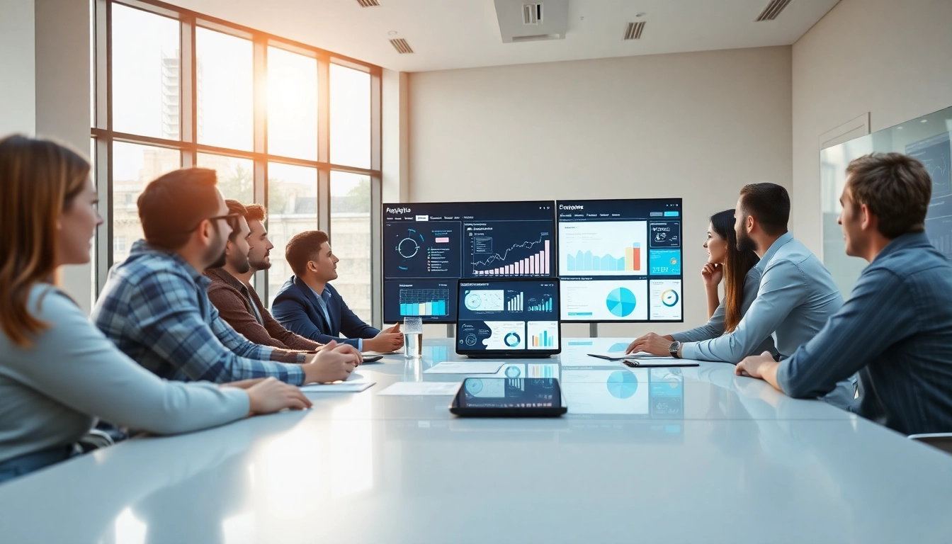 Analyze competitive intelligence data with AI insights in a modern office.