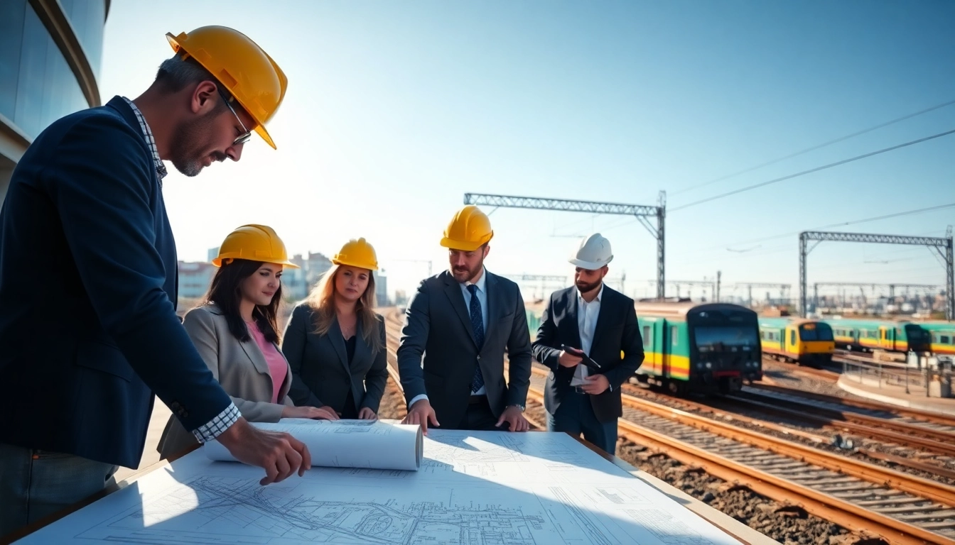 Railroad Design Consultants collaborating on innovative projects in a dynamic urban environment.