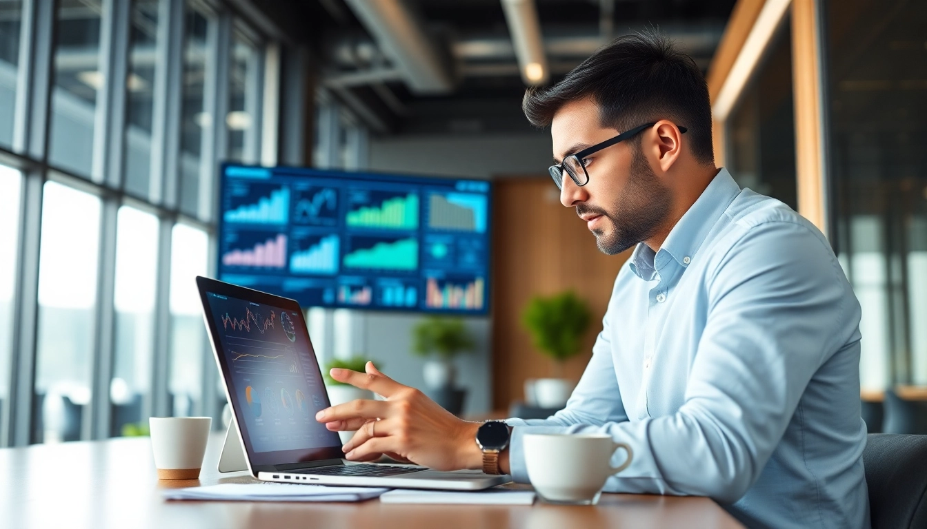 Utilizing AI for competitive intelligence in a modern office environment.