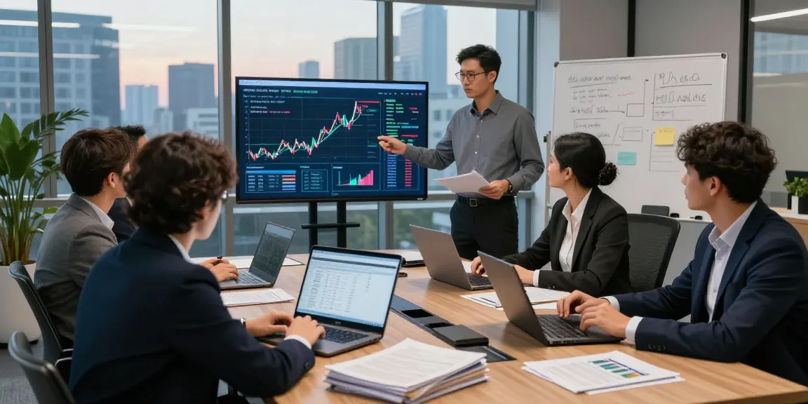 Team analyzing financial crime intelligence data in a modern office environment.