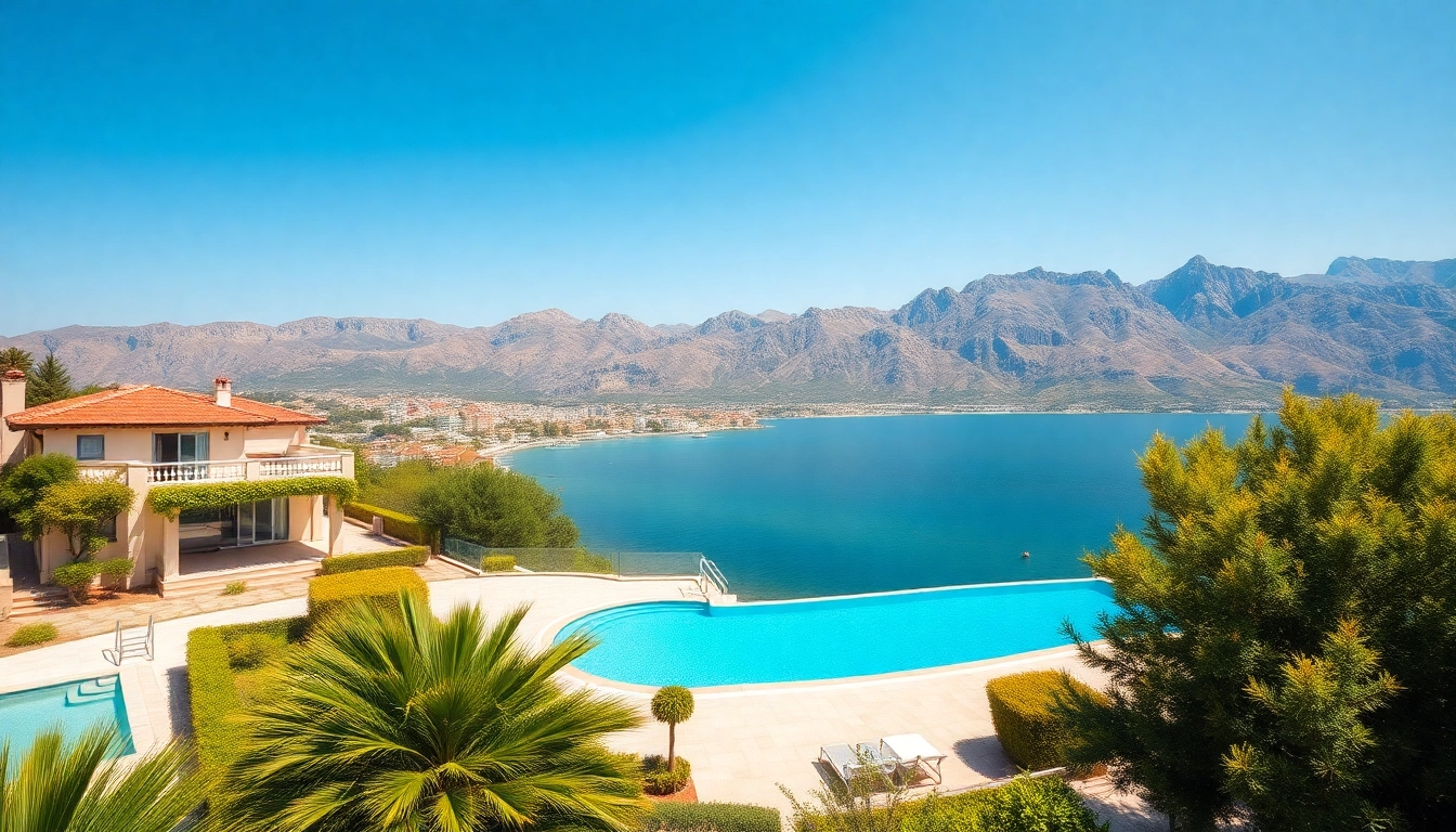 Explore real estate in Alanya with stunning beachfront villa and scenic mountains.