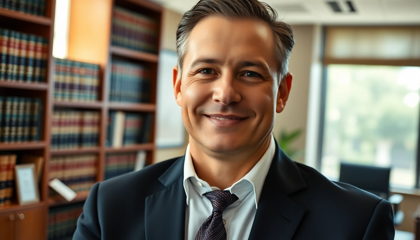 Fort Lauderdale workers compensation lawyer smiling in a warm, professional law office environment.