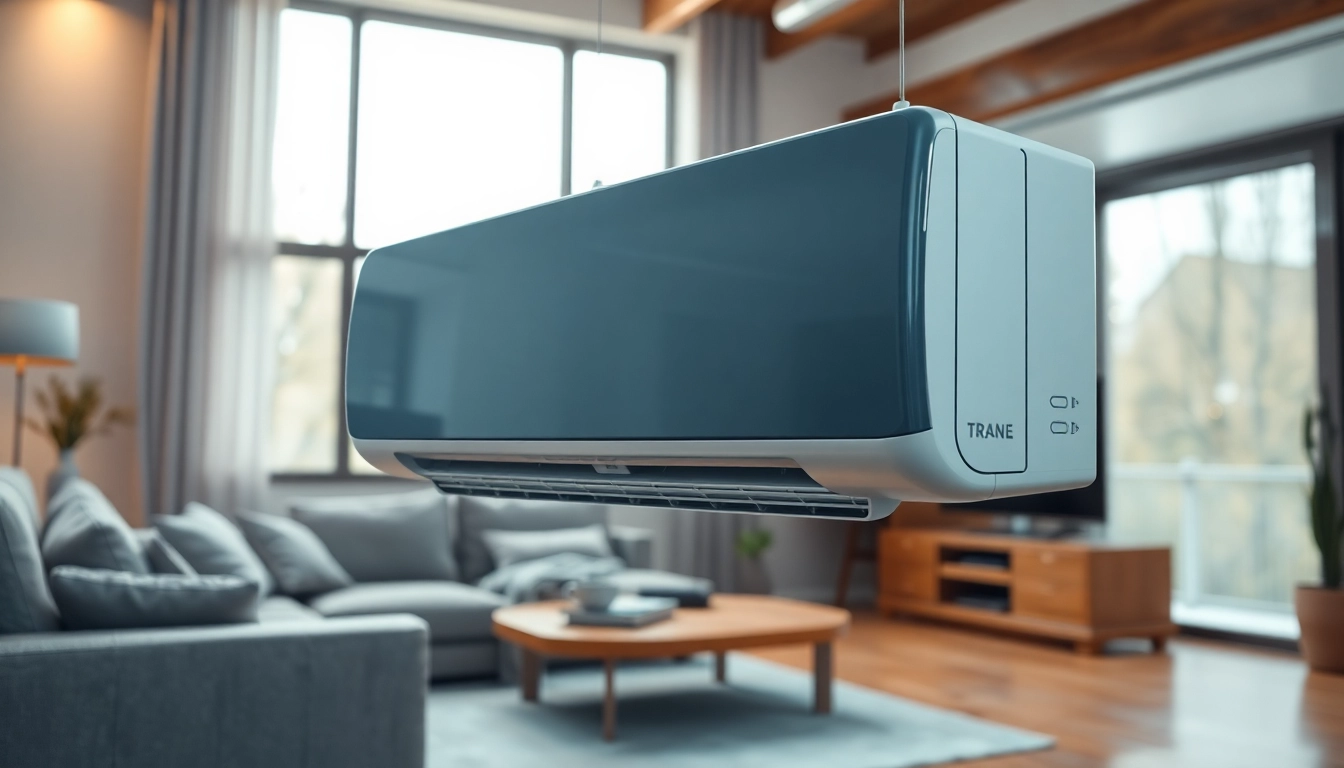 Showcasing a Trane air conditioner installed in a modern home setting for optimal comfort.