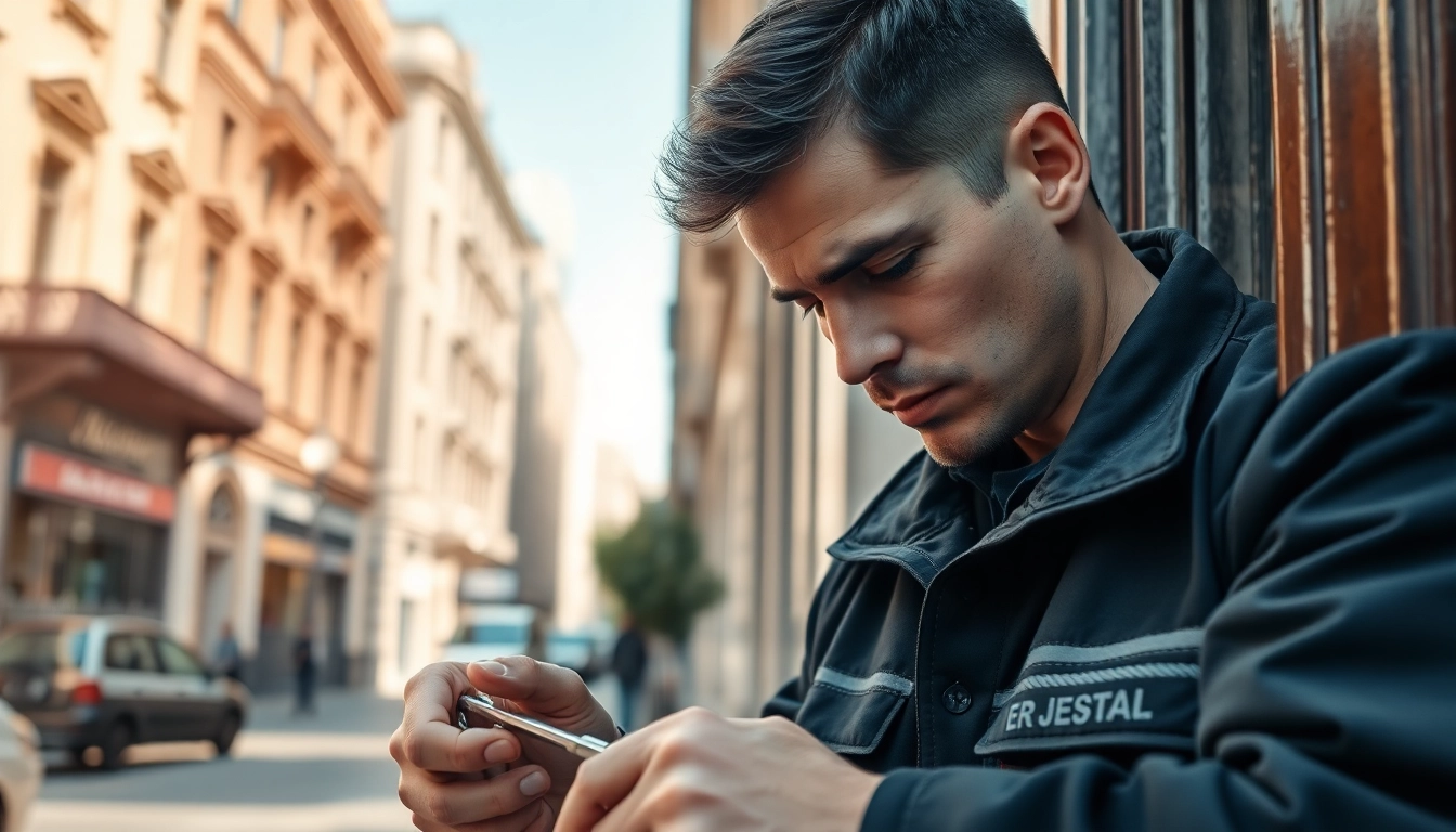 24h locksmith skillfully unlocking a door in a busy urban setting, showcasing professionalism.