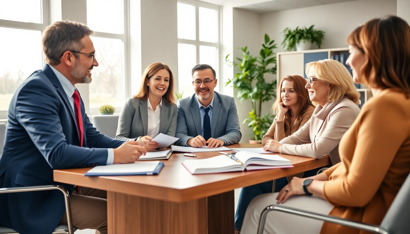 New Hampshire Immigration Lawyer assisting diverse clients in a professional office environment.