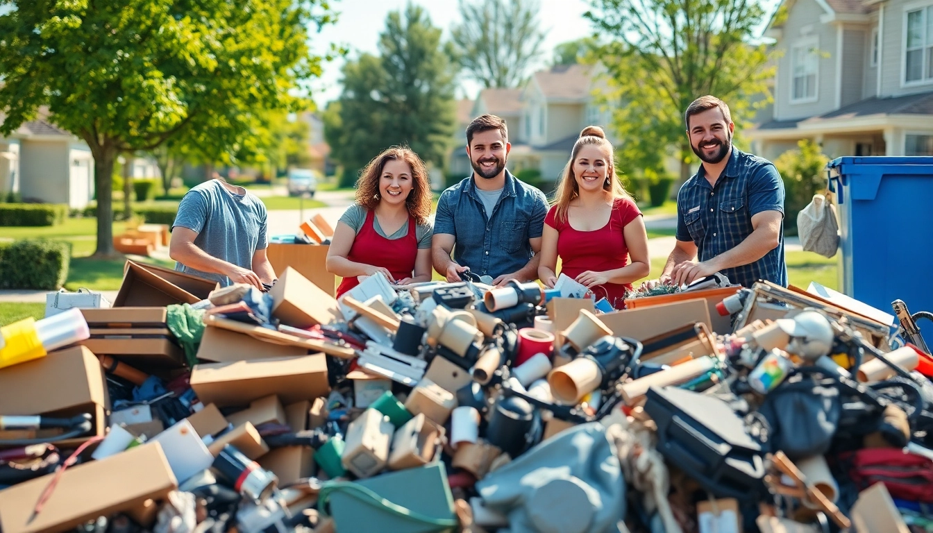 Efficient junk removal team at https://myeasyjunkremoval.com sorting materials in a suburban environment.