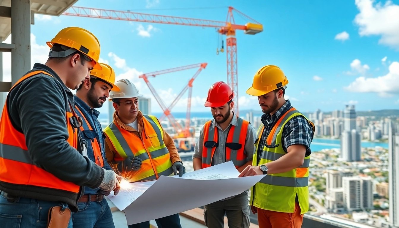 Construction workers promoting collaboration for the Hawaii construction association.
