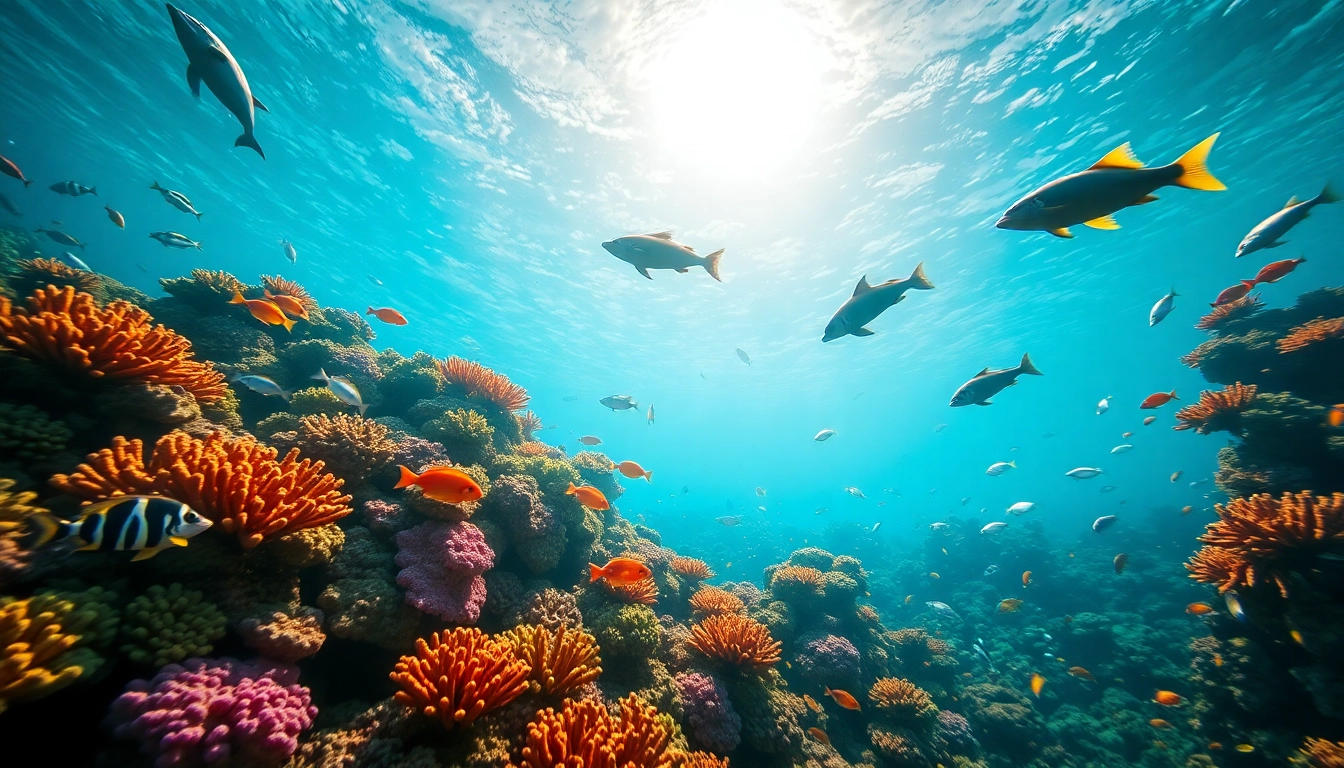 Experience the vibrant marine life at https://egypt-snorkeling.com with colorful corals and swimming dolphins.