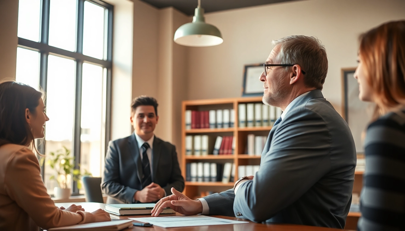 Consultation with a Modesto Accident Lawyer in a professional office setting, highlighting client interaction.