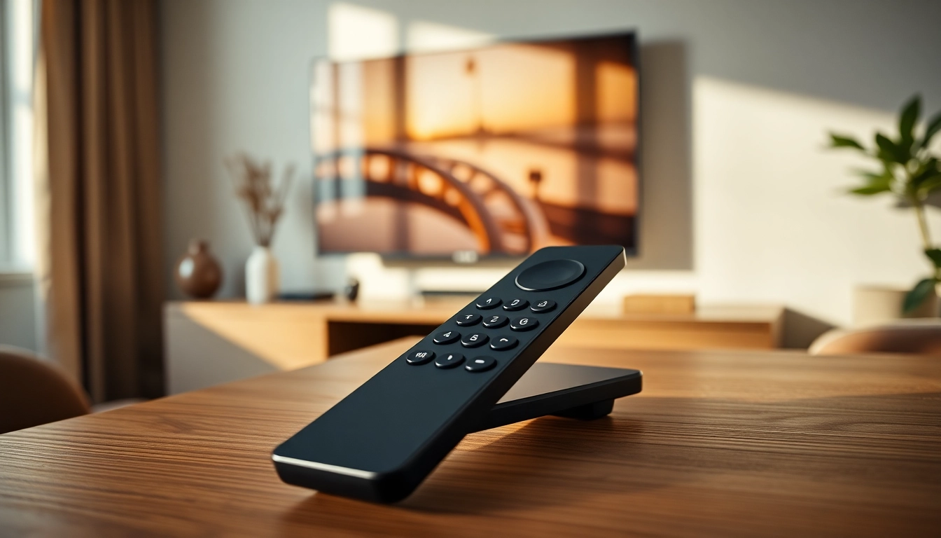 Steuern Sie den Samsung Frame TV remote LSD3 mit stilvollem Design auf Ihrem Tisch.