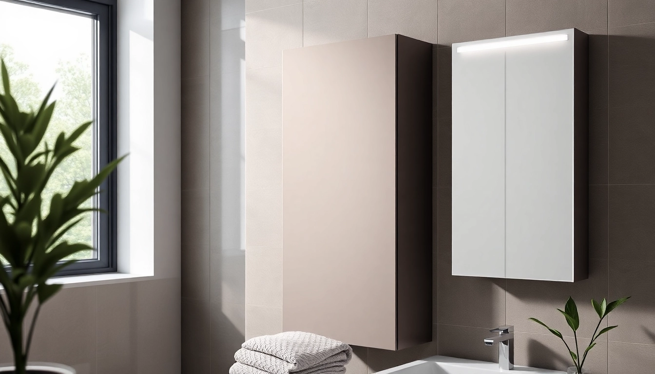 Erleben Sie den eleganten sonni Spiegelschrank, strahlend beleuchtet im modernen Badezimmer.