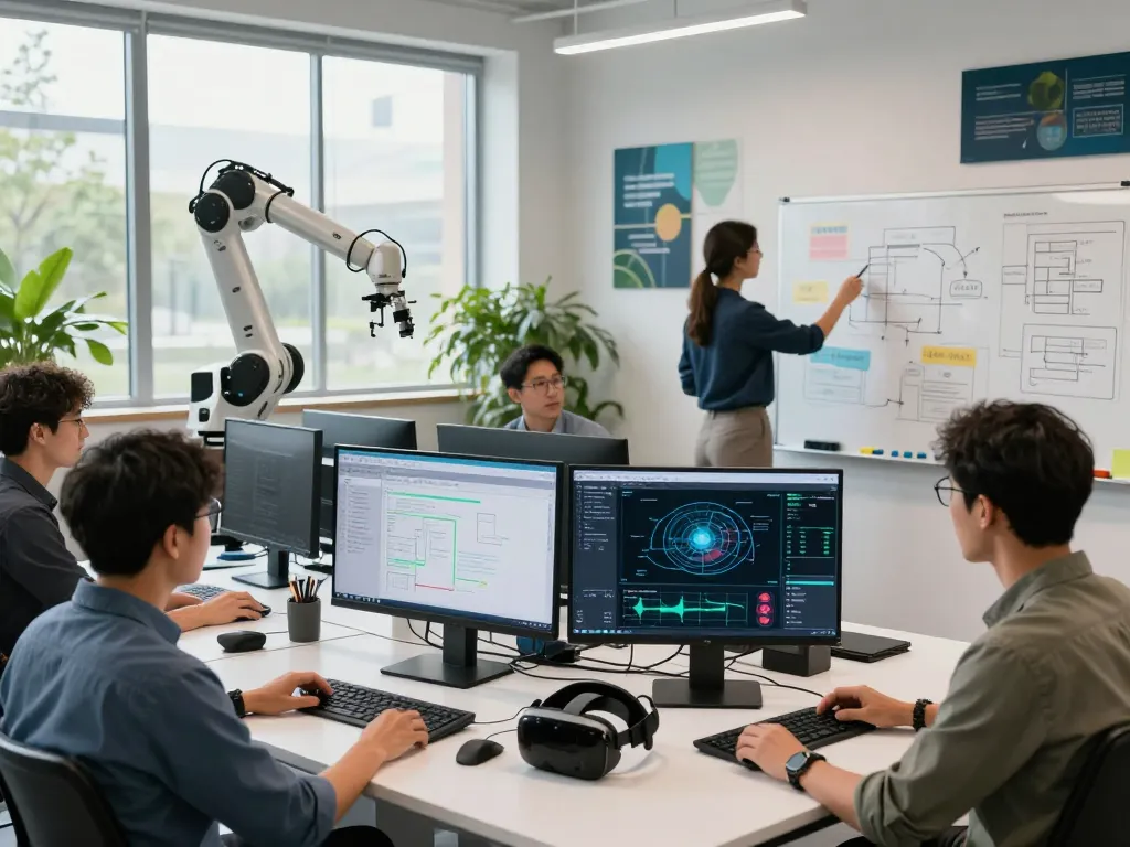 Siemens engineers collaborating in a modern tech workspace focused on advanced automation.