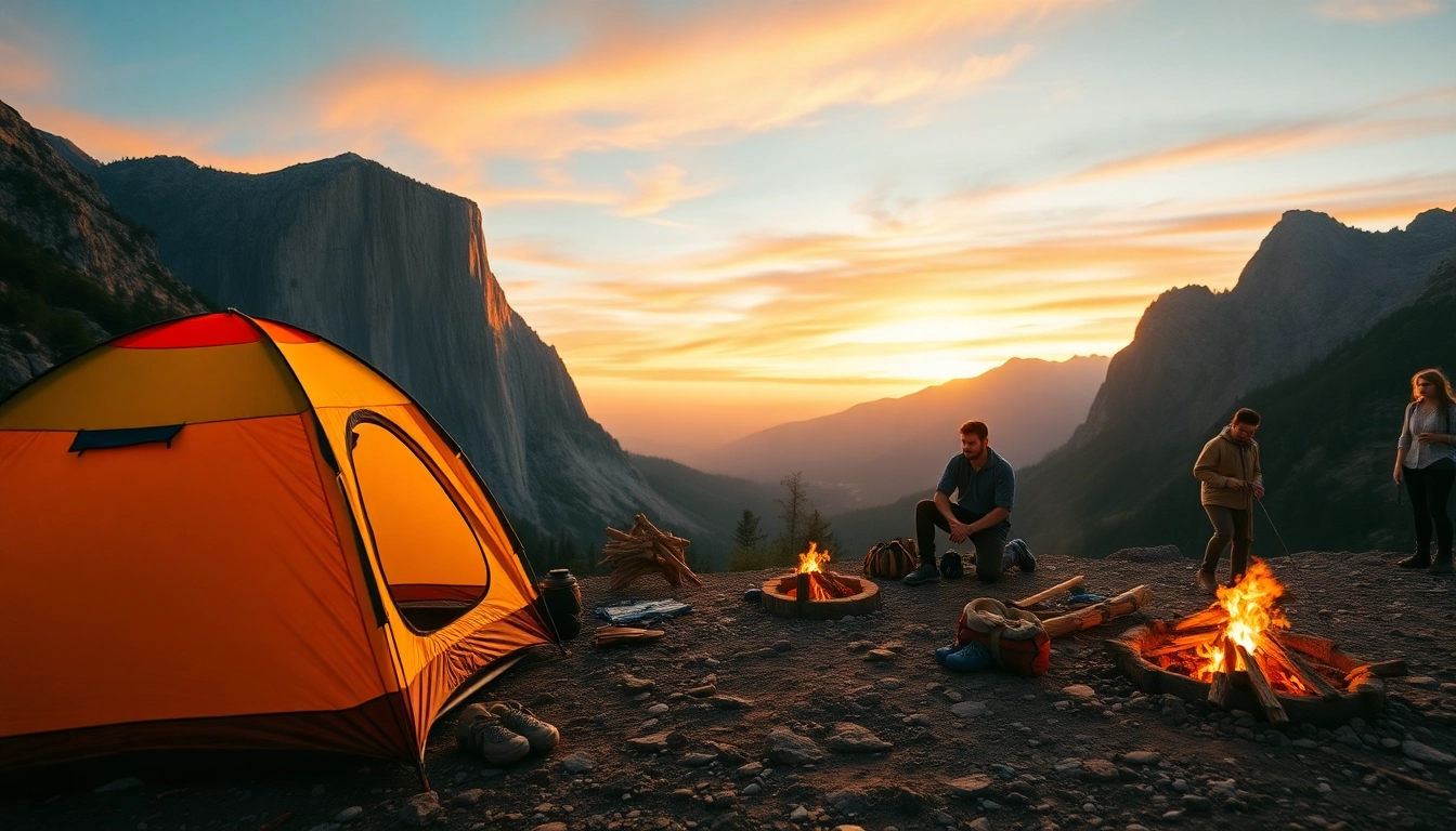 Campfire scene at https://fernweh-abenteuer.de offering vibes of adventure and relaxation among mountains.