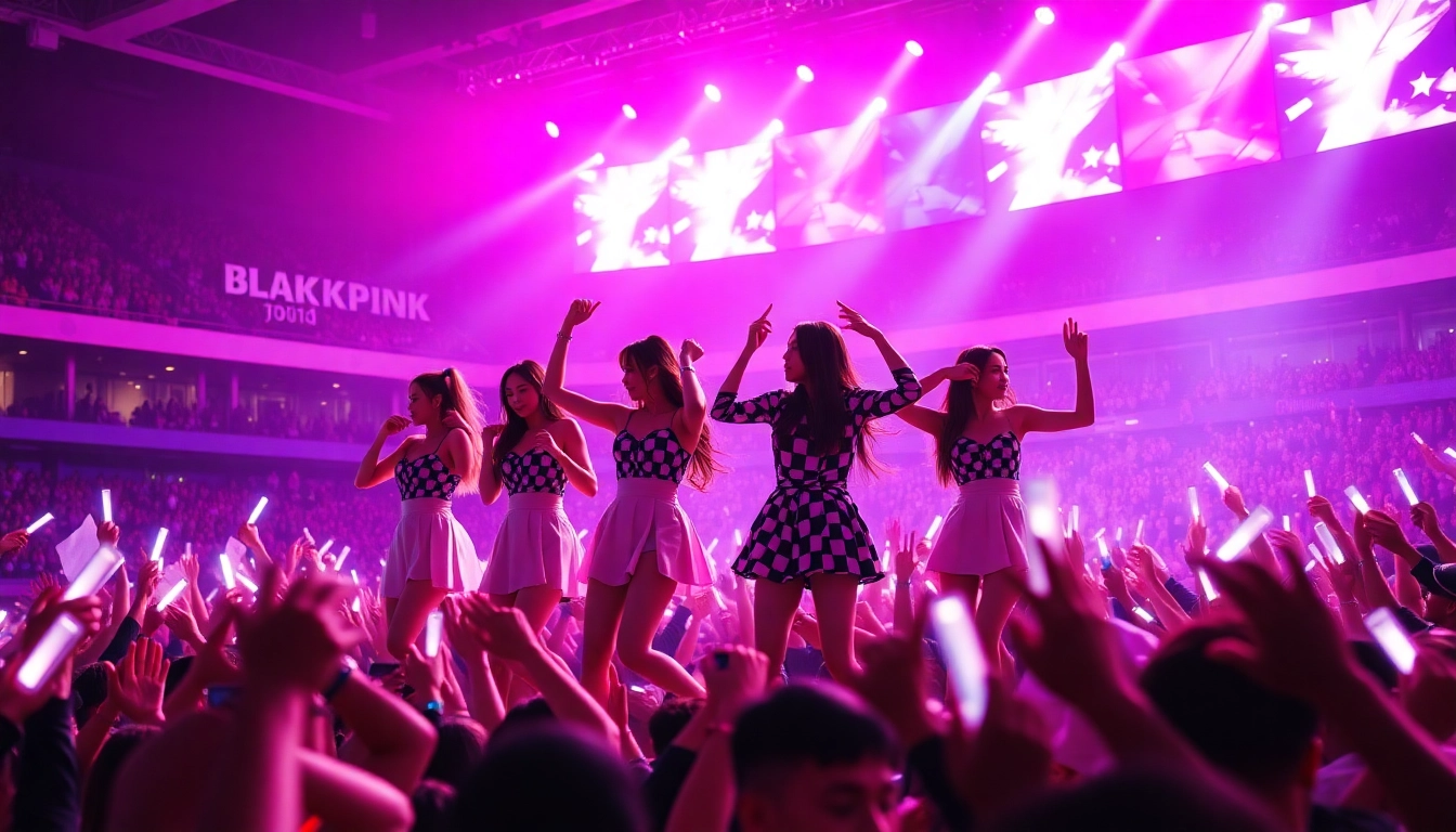 Catch the latest Blackpink news with a vibrant concert image showcasing BLACKPINK energized on stage.