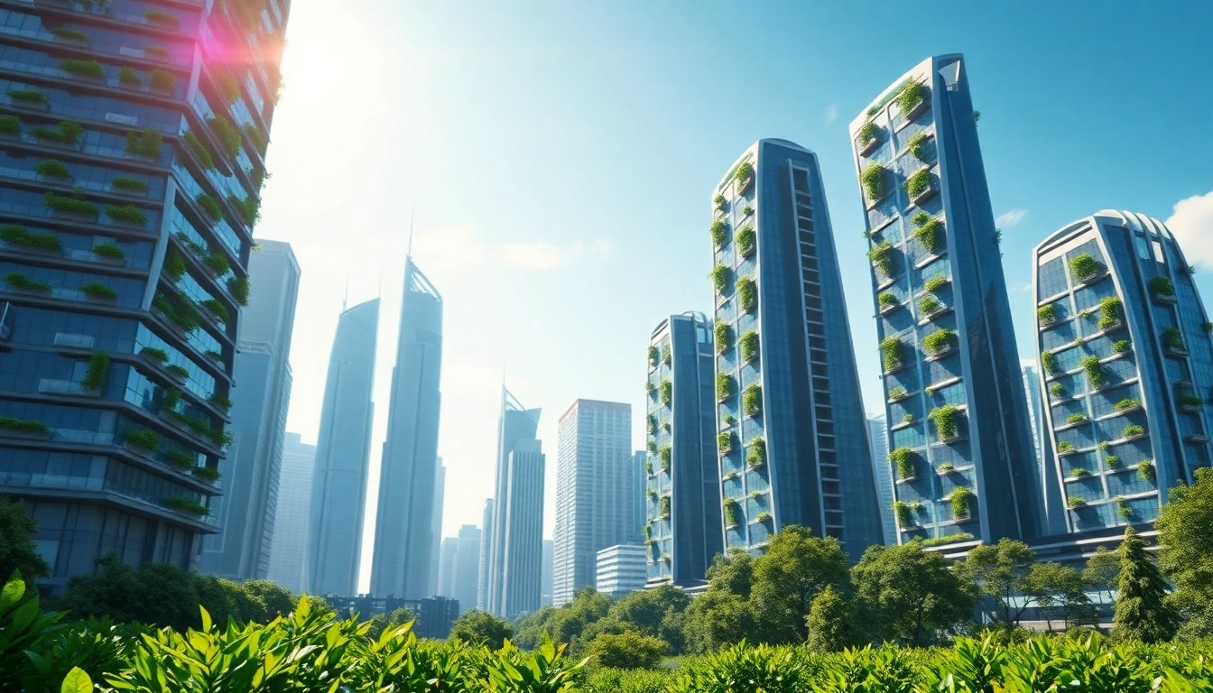 Envision the future at https://albmaftoh.com featuring a green, tech-driven city skyline.