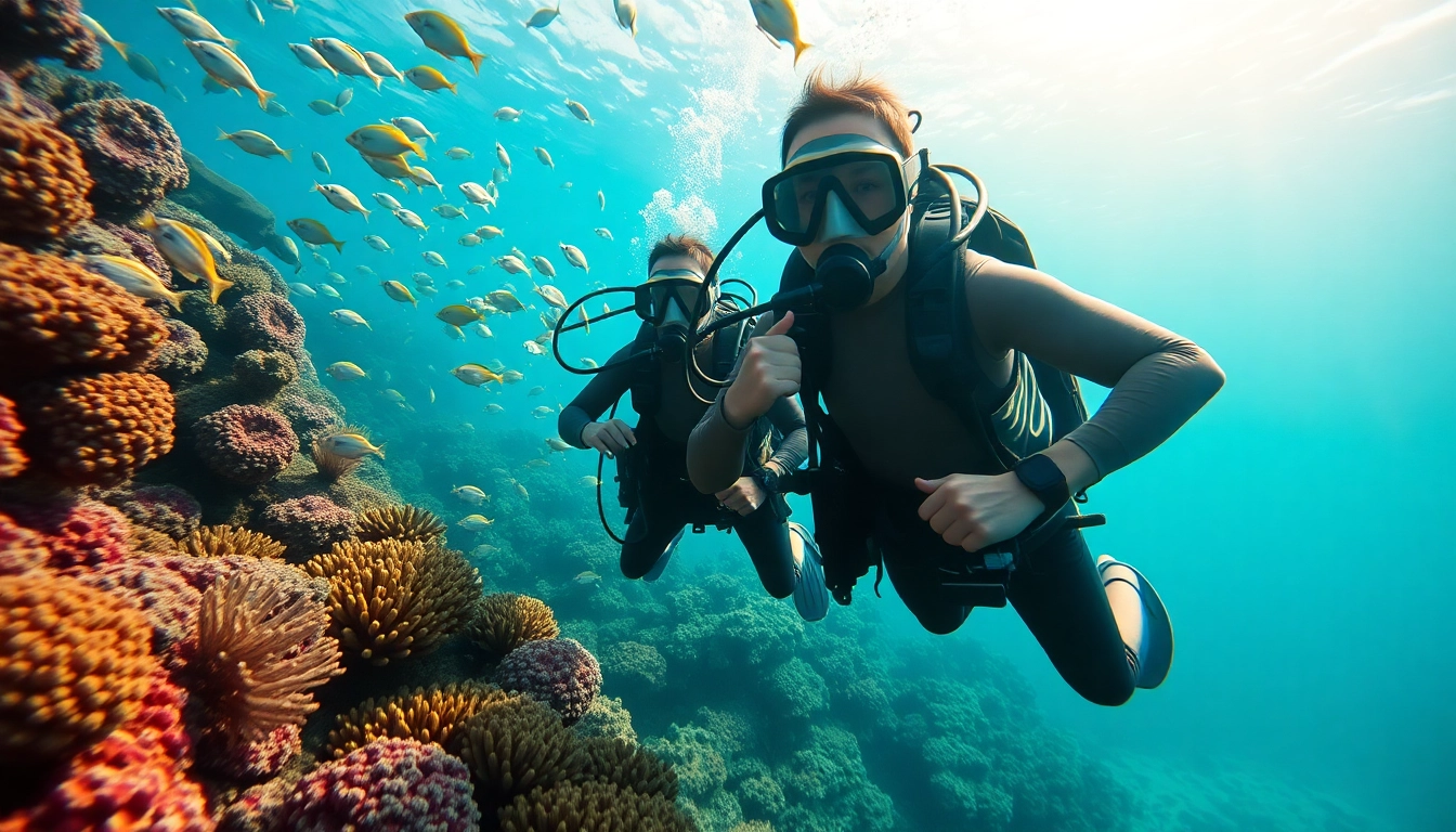 Dive into the world of marine life at https://marvinscubaexpeditions.com with scuba divers exploring vibrant coral reefs.