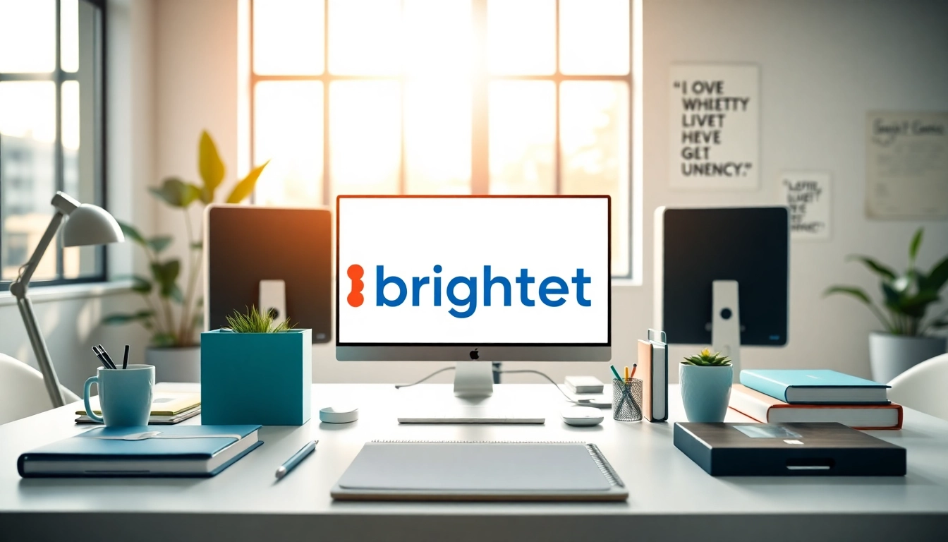 Brightet logo showcased in a modern workspace, inspiring creativity and productivity.