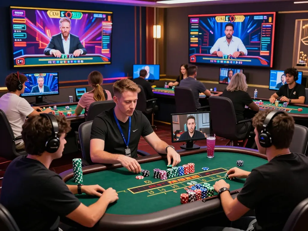 Engaging baccarat site scene showcasing players enjoying online gaming with live dealers and vibrant atmosphere.