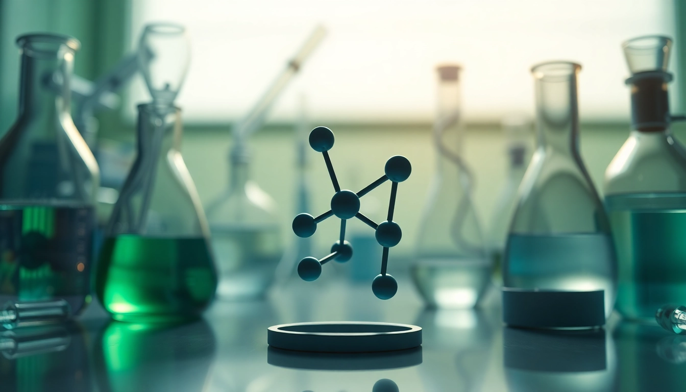 WIN55 research setup featuring cannabinoid molecular models and lab equipment for a professional atmosphere.