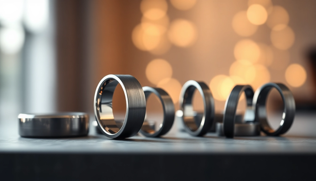 Showcase of stylish gunmetal wedding bands for men featuring modern designs with a brushed finish.