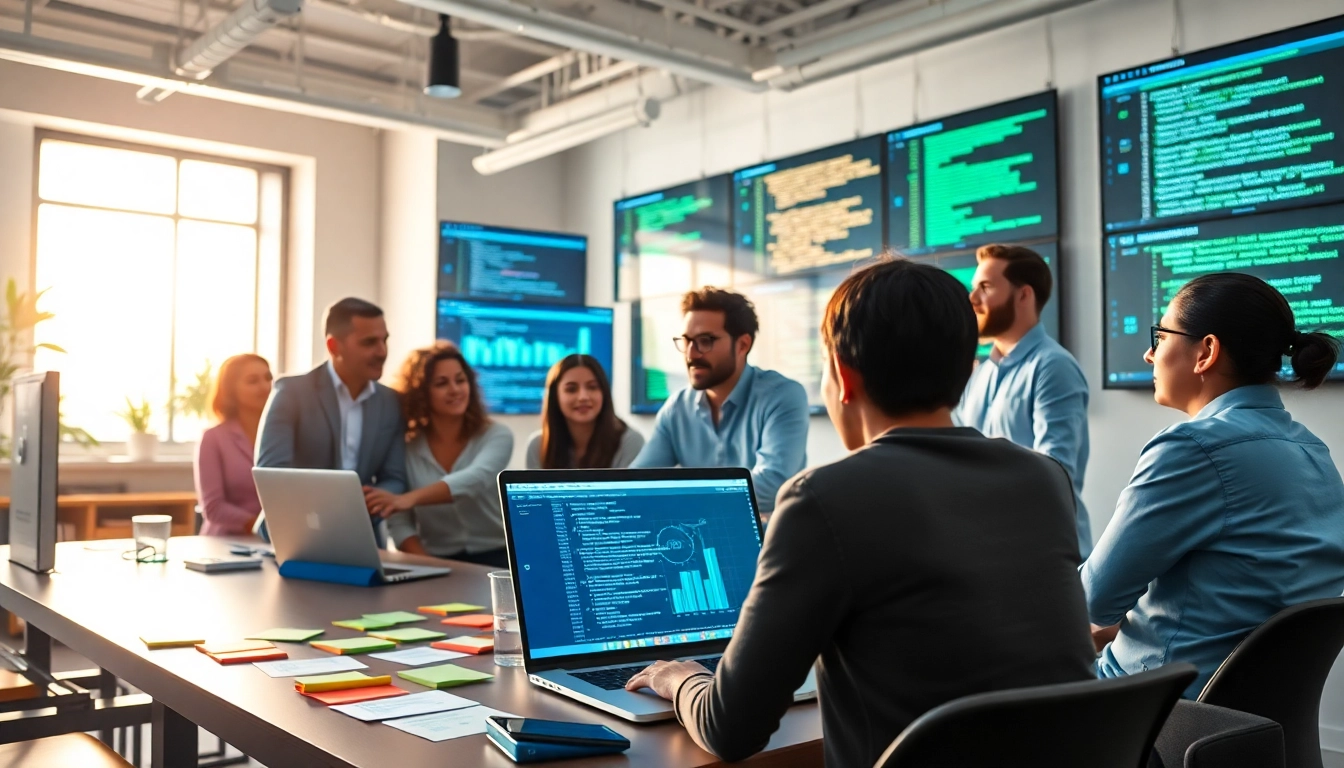 Team collaborating on ai tools development in a bright, innovative workspace.