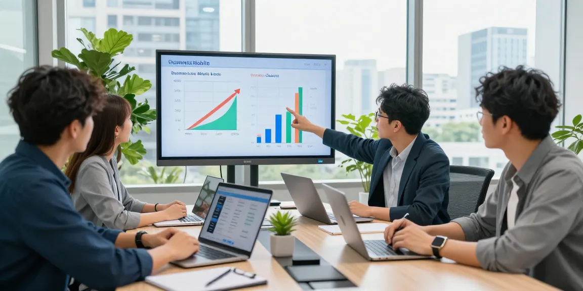 Discussing cheap business mobile deals in a modern office collaboration.