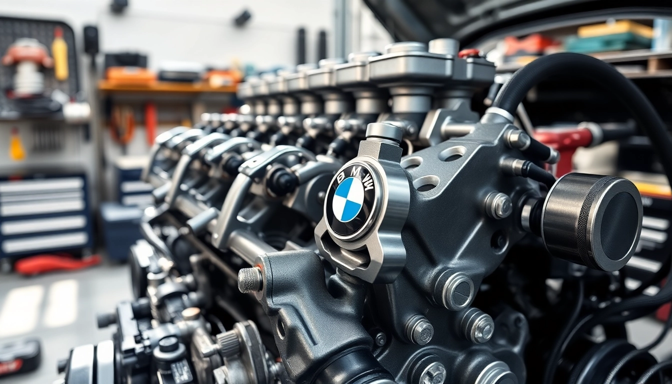 Showcasing a detailed BMW S58 Port Injection System in a workshop environment.